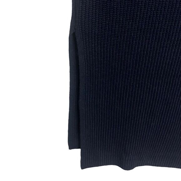 Bishop + Young Navy Blue Turtle Neck Side Slit Sleeveless Sweater Size Small - Picture 3 of 5
